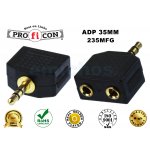 ADP 35MM 235MFG Pro.fi.con golden plated adaptor male 3.5mm stereo plug to 2 female socket καλής ποιότητας επίχρυσος μετατροπέας αρσενικό σε 2 θηλυκά φις